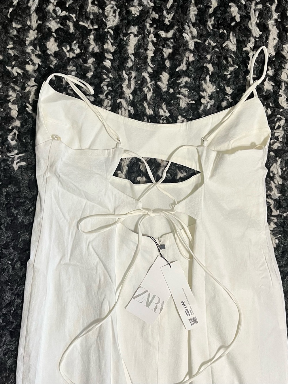 Zara XXL White Linen Blend Cutout Midi Slip Dress NWT - Picture 9 of 12